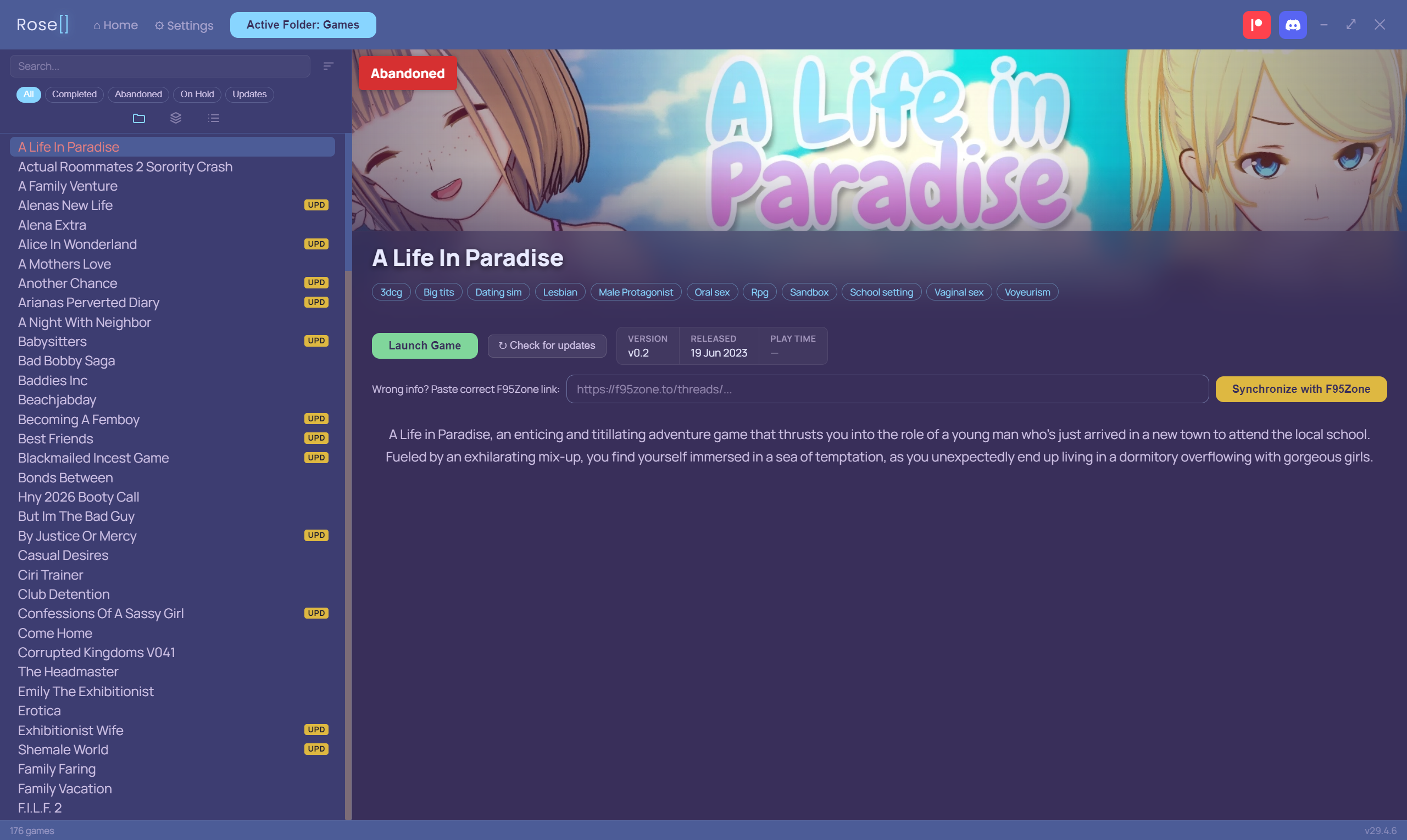 Library view with game banners